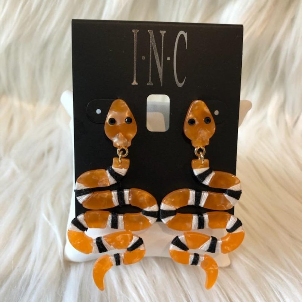 INC Orange Snake Drop Earrings